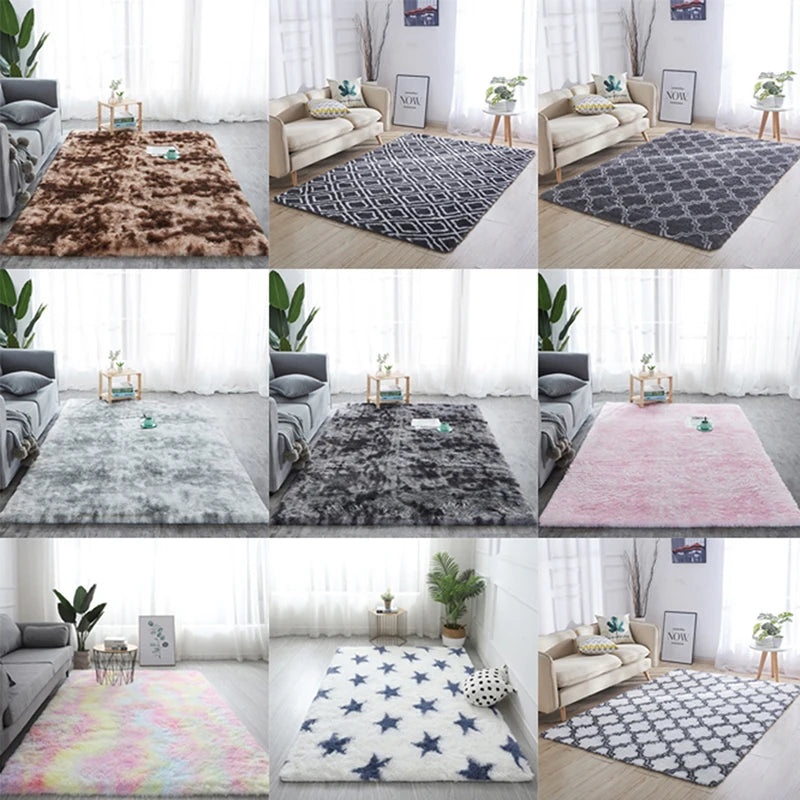 Shaggy Tie-dye Carpet Printed Plush Floor Fluffy Mats