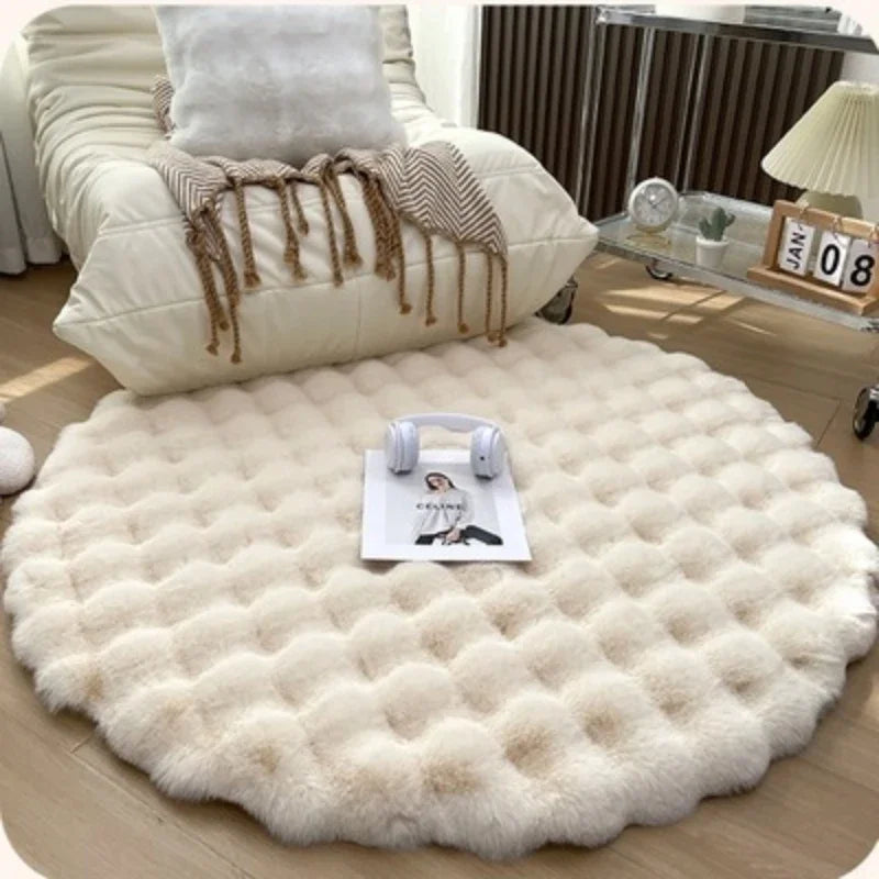 Modern Faux Rabbit Fur Living Room Rug