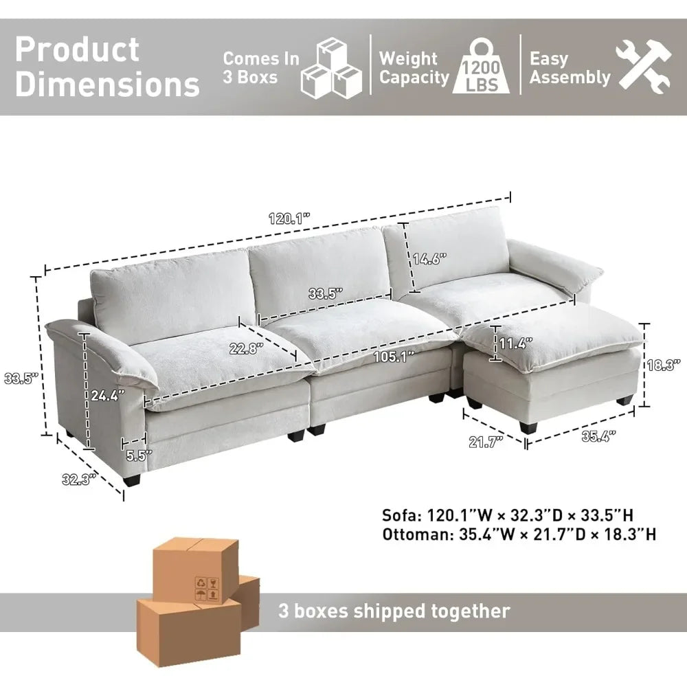 Sectional Couches for Living Room with Ottoman