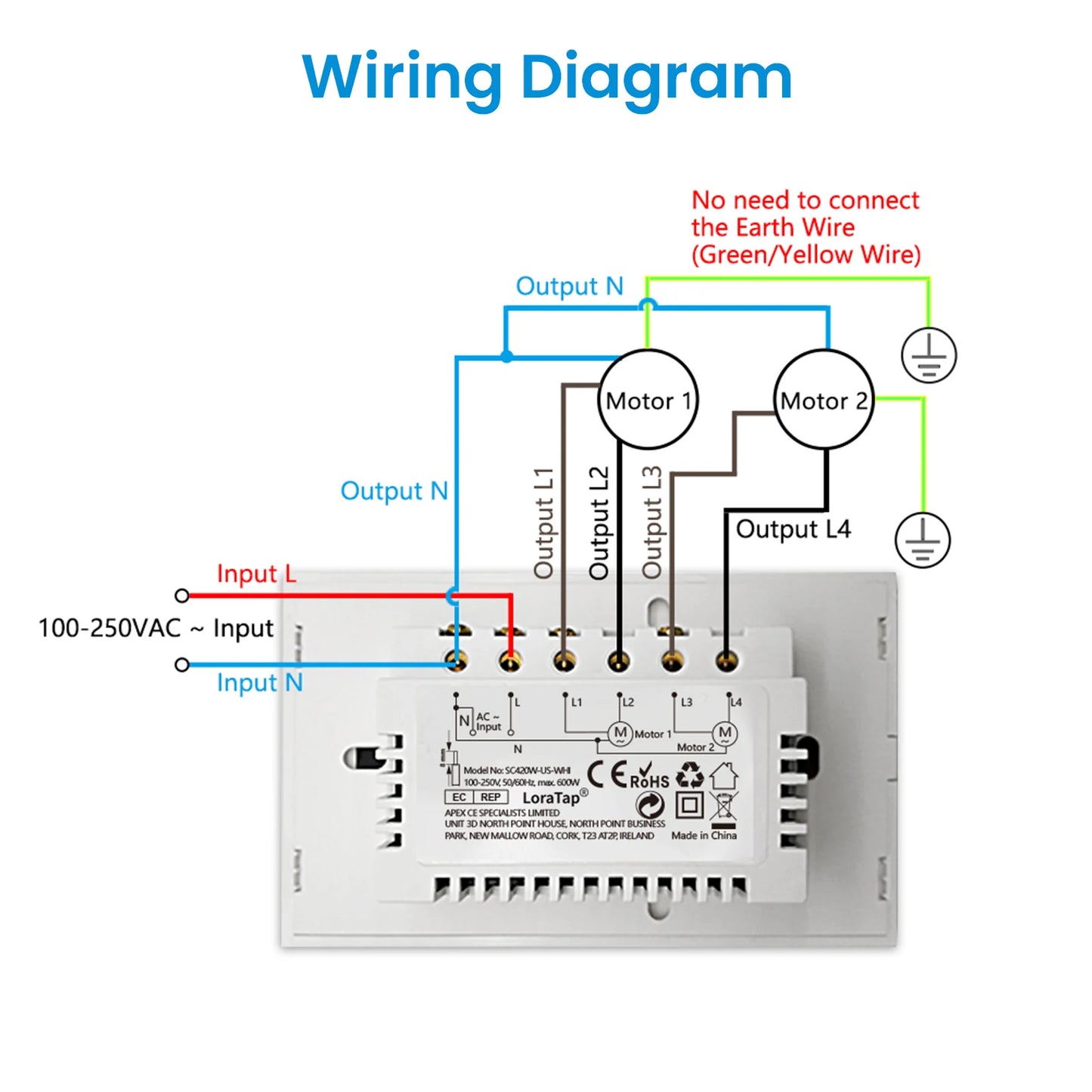 QCSMART ZigBee 3.0 Dual Curtain Roller Shutter US Standard Switch