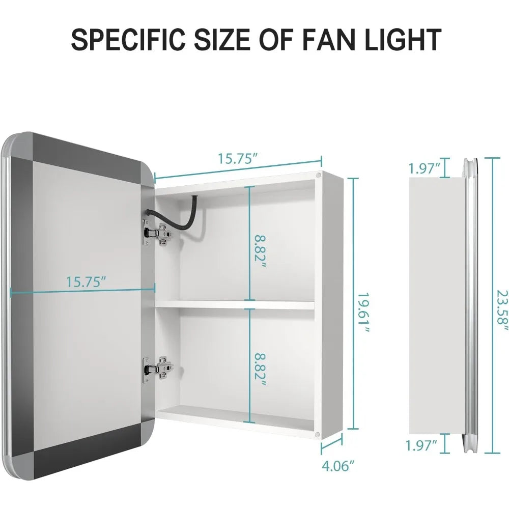 White Aluminium Profiles Wall Mounted Mirror Cabinet