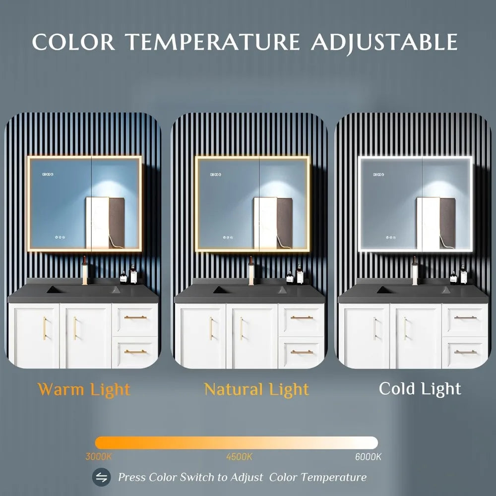 Medicine Cabinet with Lights, 36×30 Inch