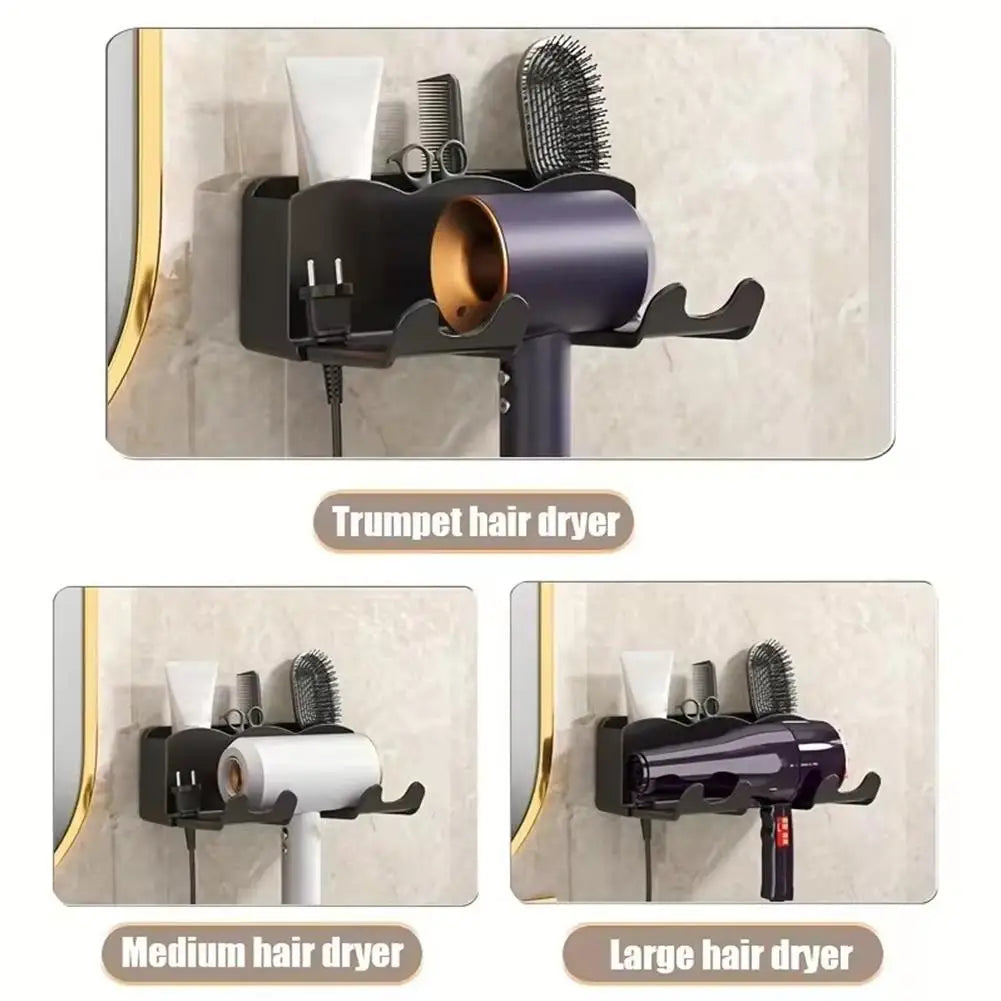 Wall Mounted Dryer Cradle Straightener Stand With Storage Box