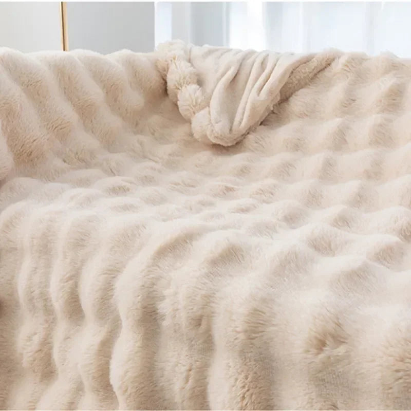 Warm Winter Luxury Imitation Fur Plush Blanket