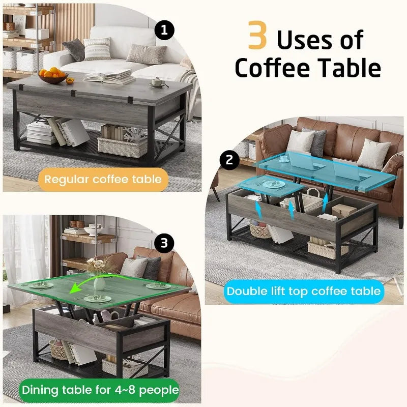 Multi-Function Small Coffee Table with Storage