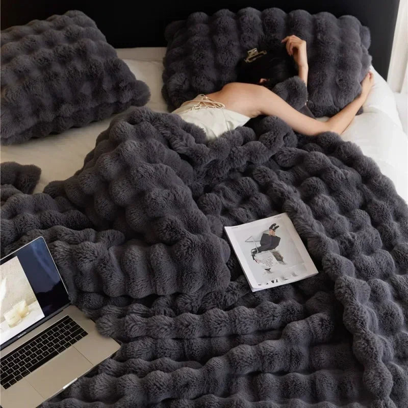 Warm Winter Luxury Imitation Fur Plush Blanket