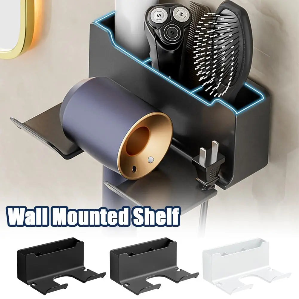 Wall Mounted Dryer Cradle Straightener Stand With Storage Box