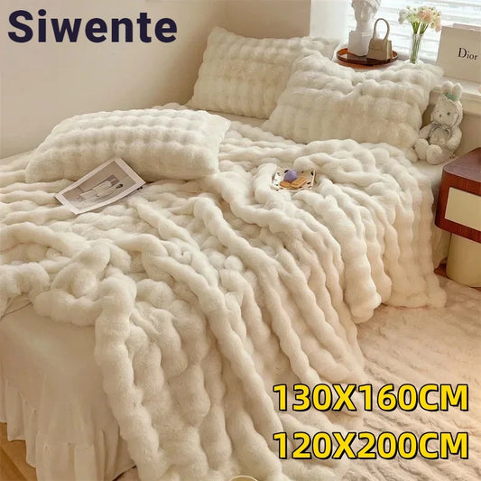 Warm Winter Luxury Imitation Fur Plush Blanket