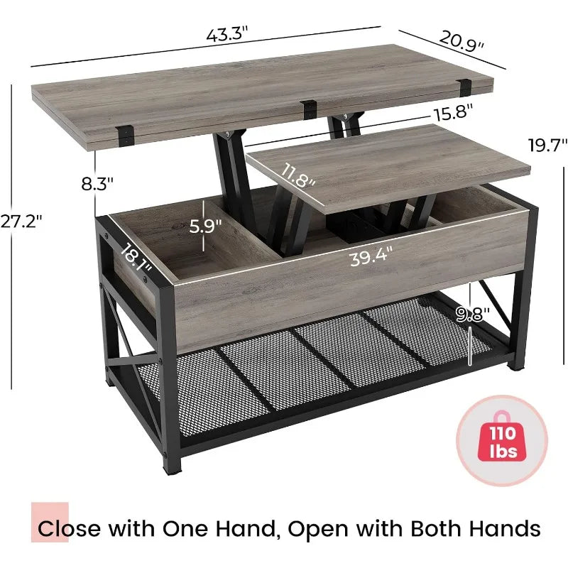 Multi-Function Small Coffee Table with Storage