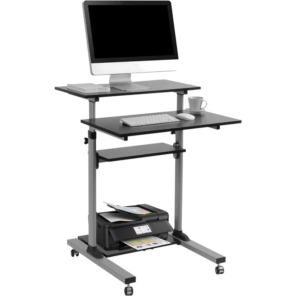 RStanding or Sitting Mobile Computer Cart with Wheels