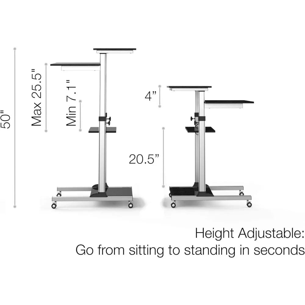 RStanding or Sitting Mobile Computer Cart with Wheels